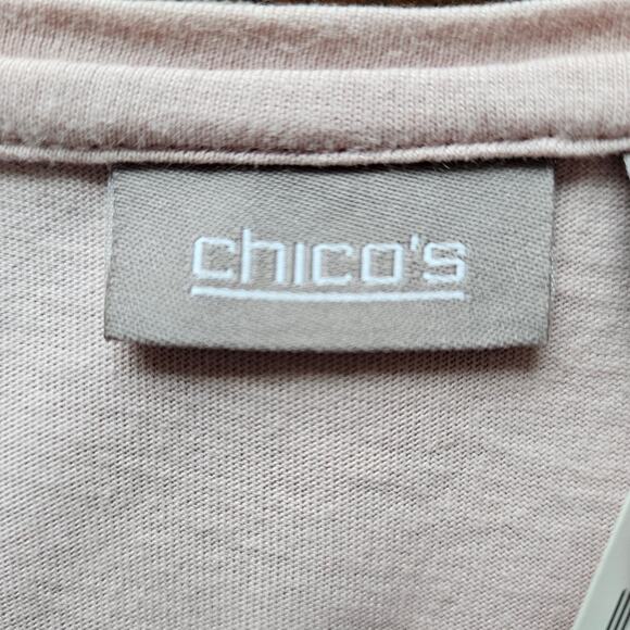 New Chico's Posh Pink Dazzling Rhinestone Scoopneck Long Sleeve Embellished Top - Picture 9 of 12